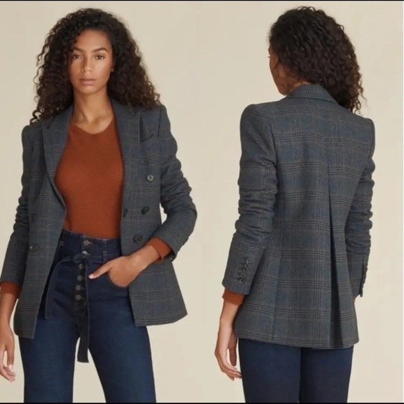 VERONICA BEARD Yareli Gray Wool Houndstooth Blazer Dickey Jacket Size 00 - Picture 1 of 15